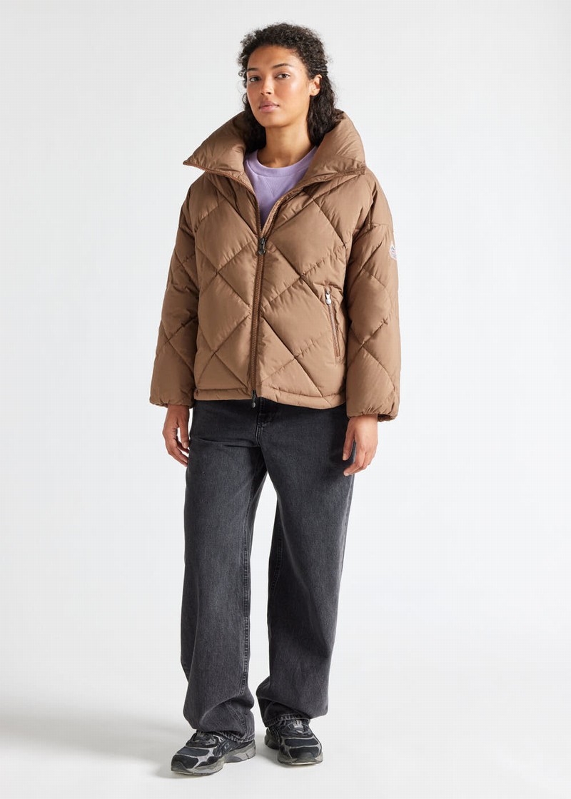 Women Pyrenex Adele Oversize Down Jackets Brown | HJW982W0003