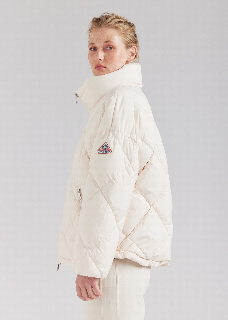 Women Pyrenex Adele Oversized Down Jackets White | HXZ387Z5475