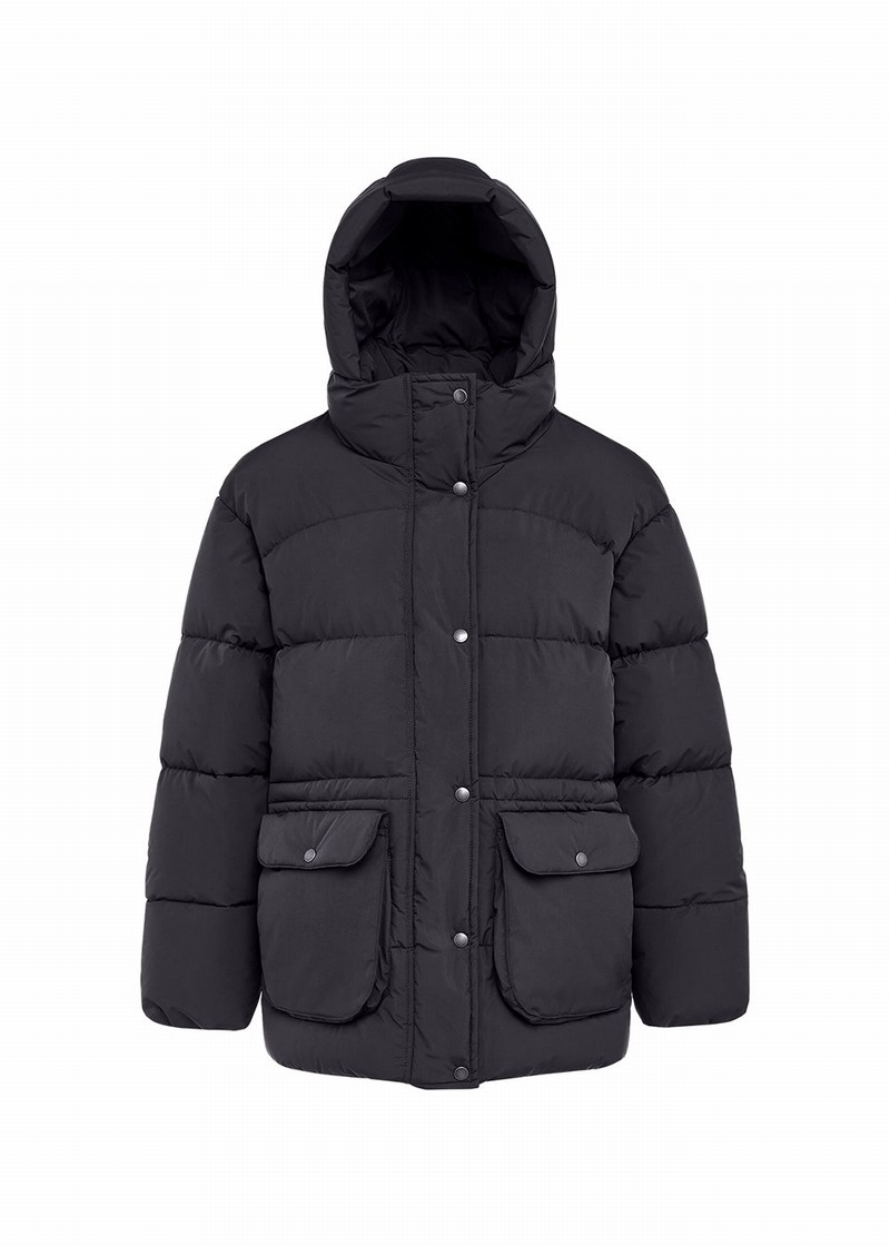 Women Pyrenex Adeline Warm Hooded Down Jackets Black | HFD545D2321