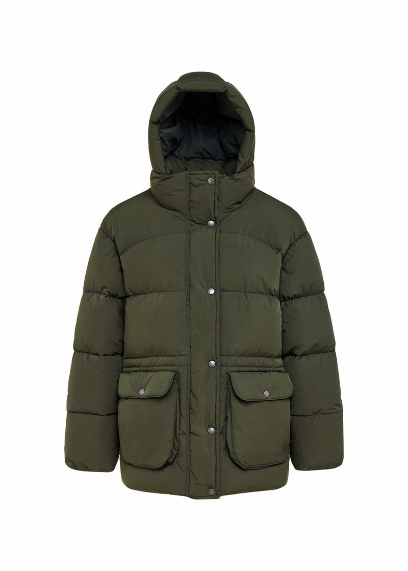 Women Pyrenex Adeline Warm Hooded Down Jackets Green | HTH608H0902