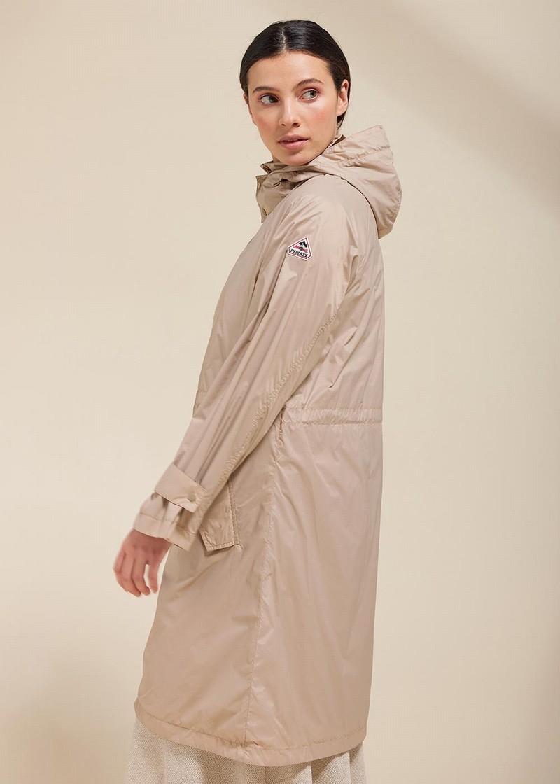 Women Pyrenex Ariane Long Windbreaker Beige | HML396L8867