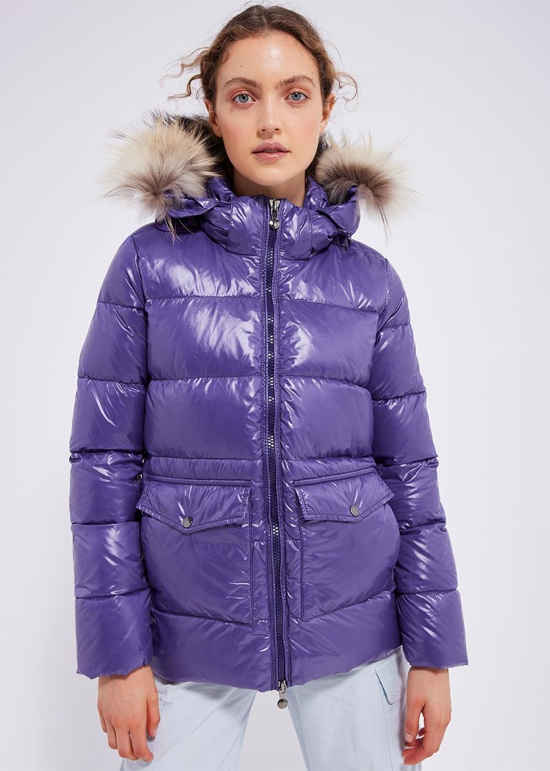 Women Pyrenex Authentic Shiny Down Jackets Purple | HME119E6096