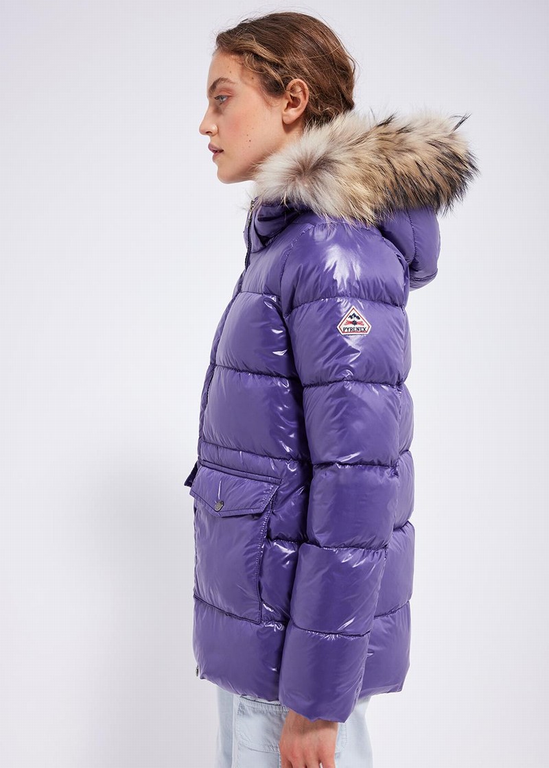 Women Pyrenex Authentic Shiny Down Jackets Purple | HME119E6096