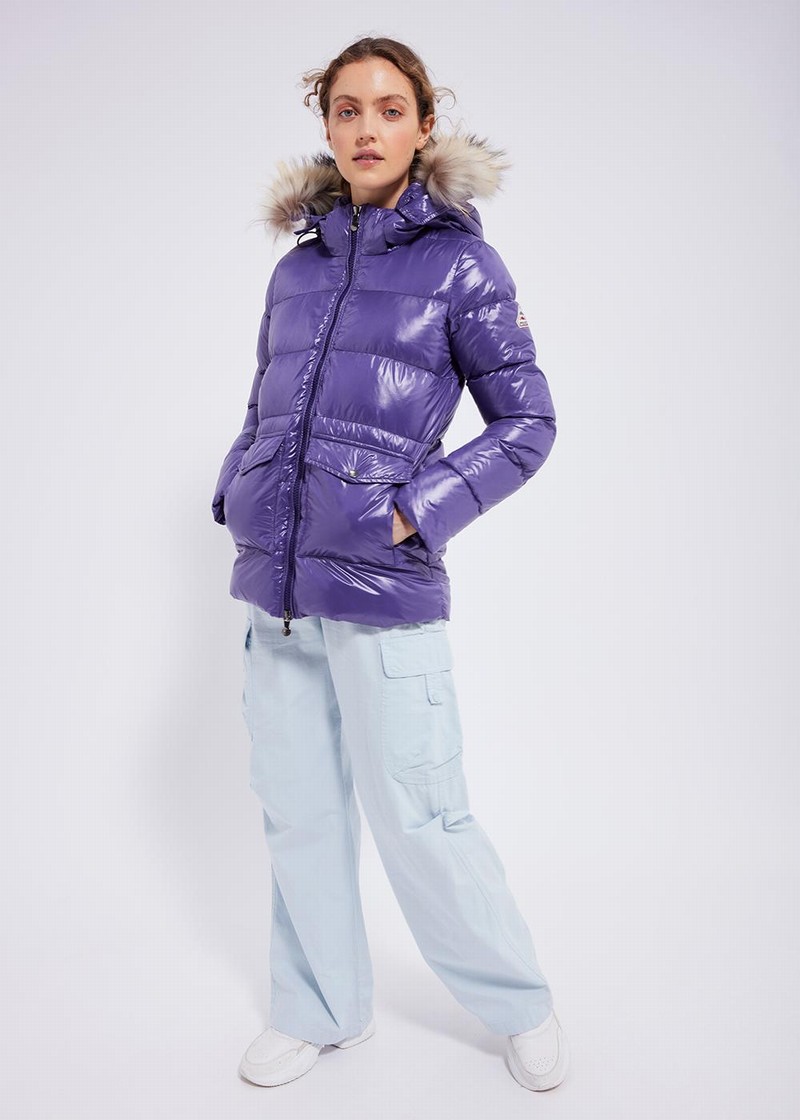 Women Pyrenex Authentic Shiny Down Jackets Purple | HME119E6096