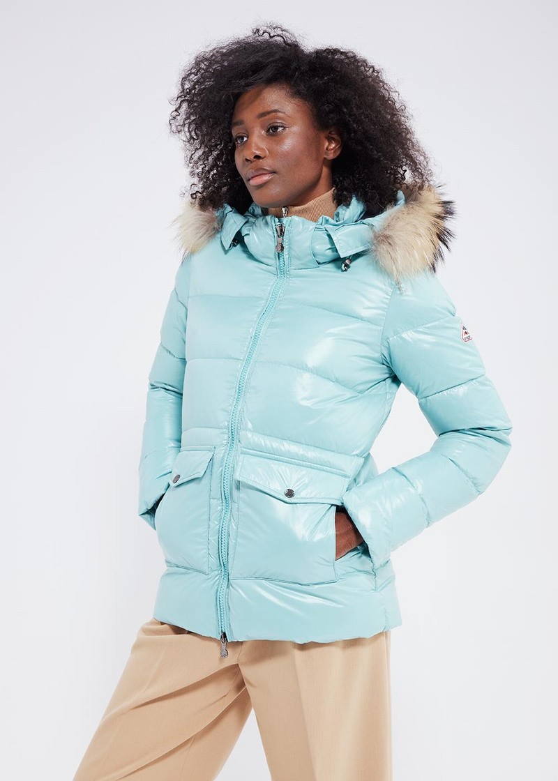 Women Pyrenex Authentic Shiny Down Jackets Blue | HSS299S1926