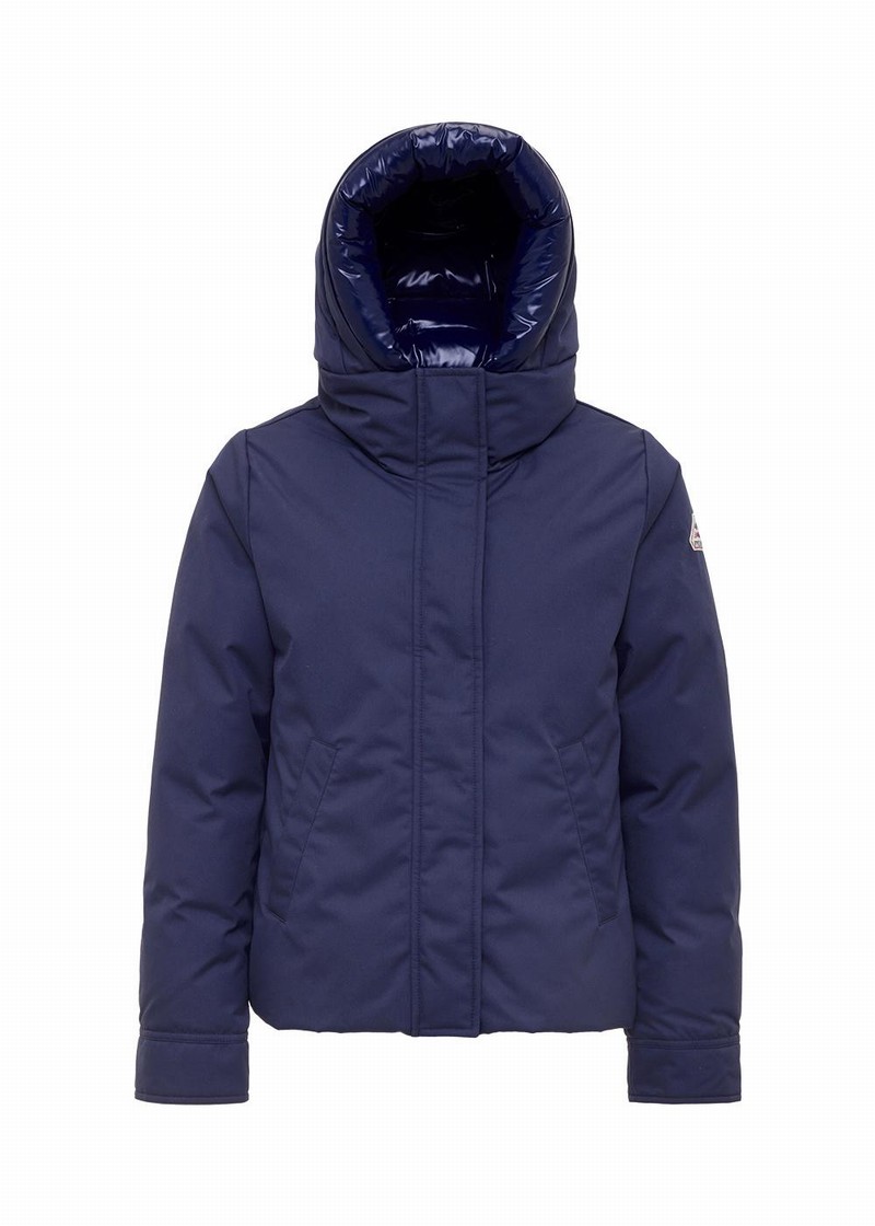 Women Pyrenex Charlotte Short Down Jackets Navy | HJQ642Q0604