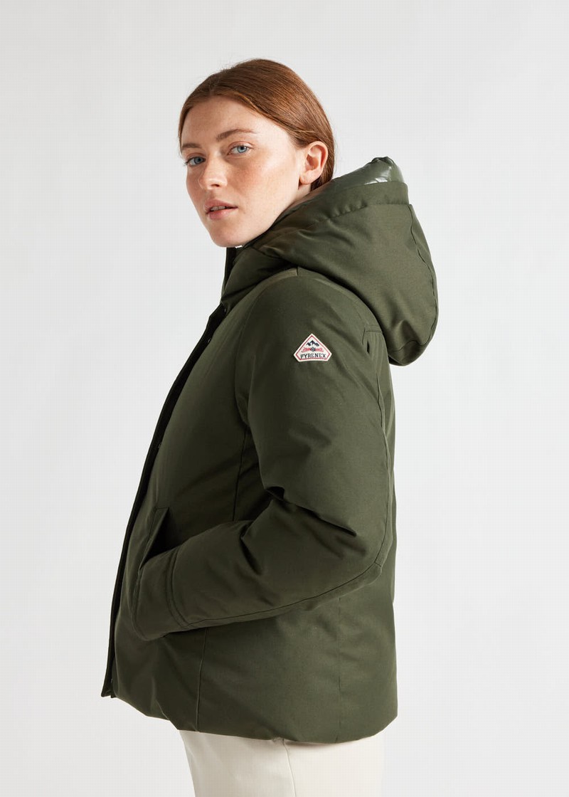 Women Pyrenex Charlotte Short Down Jackets Green | HWR840R9517