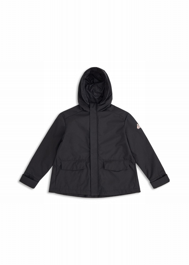 Women Pyrenex Cindy Hooded Short Waterproof Jackets Black | HFH125H0494