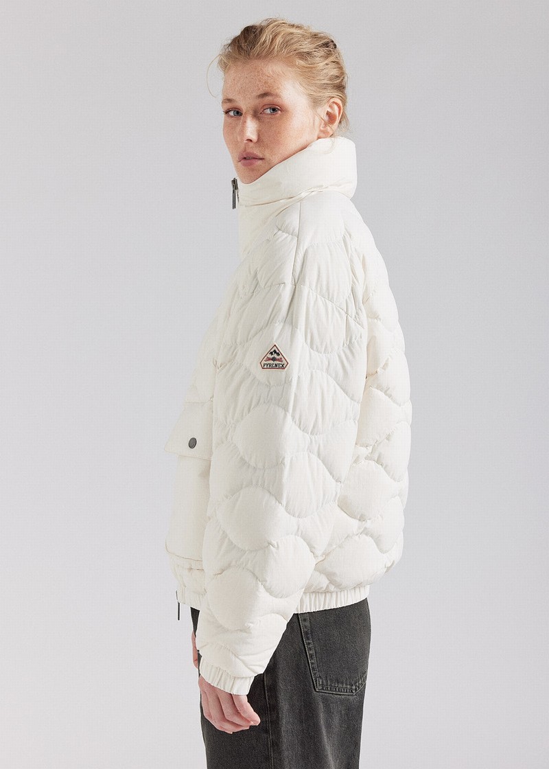 Women Pyrenex Enola Short Bomber Down Jackets White | HXW331W9594