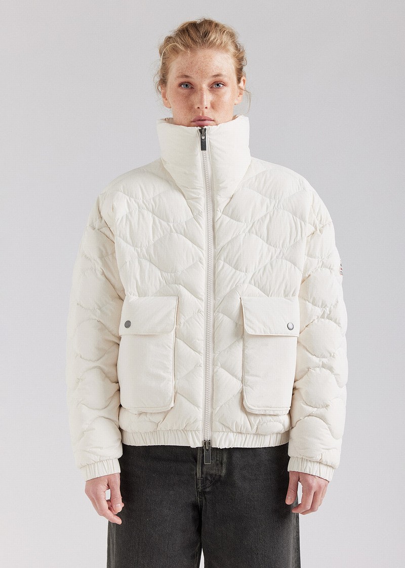 Women Pyrenex Enola Short Bomber Down Jackets White | HXW331W9594