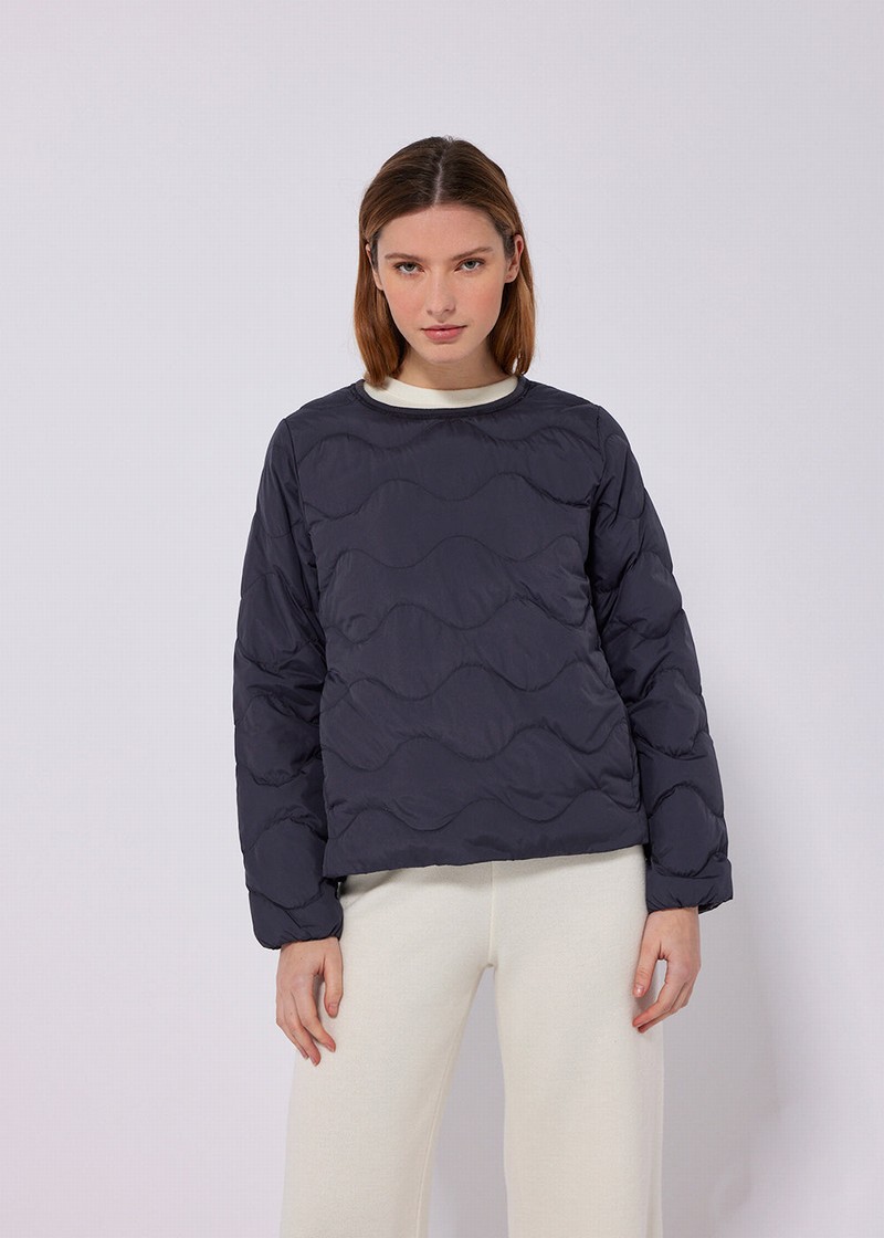 Women Pyrenex Frida Quilted Sweater Sweaters Navy | HRI295I4595