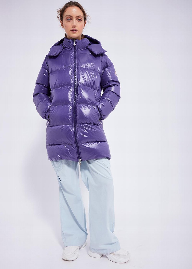 Women Pyrenex Fusion Shiny Hooded Down Coats Purple | HVM836M8039