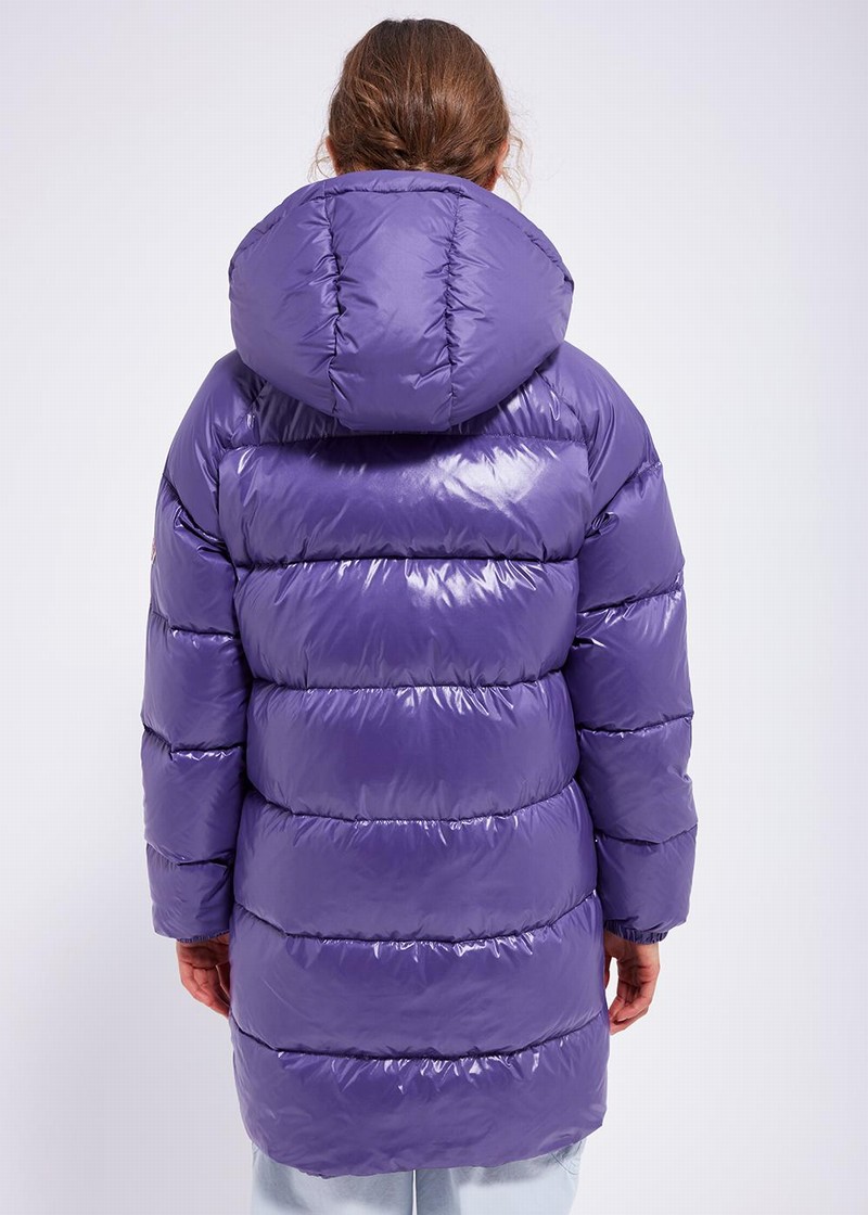 Women Pyrenex Fusion Shiny Hooded Down Coats Purple | HVM836M8039