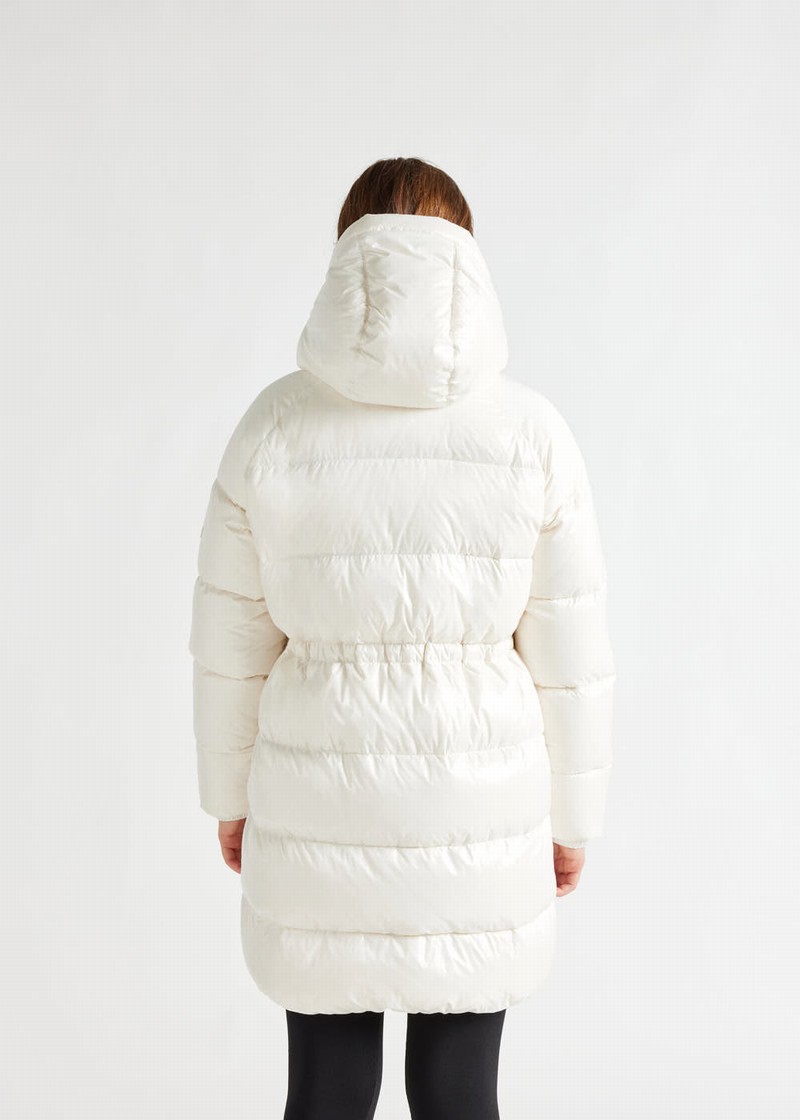 Women Pyrenex Fusion Shiny Hooded Down Coats White | HTK991K1128