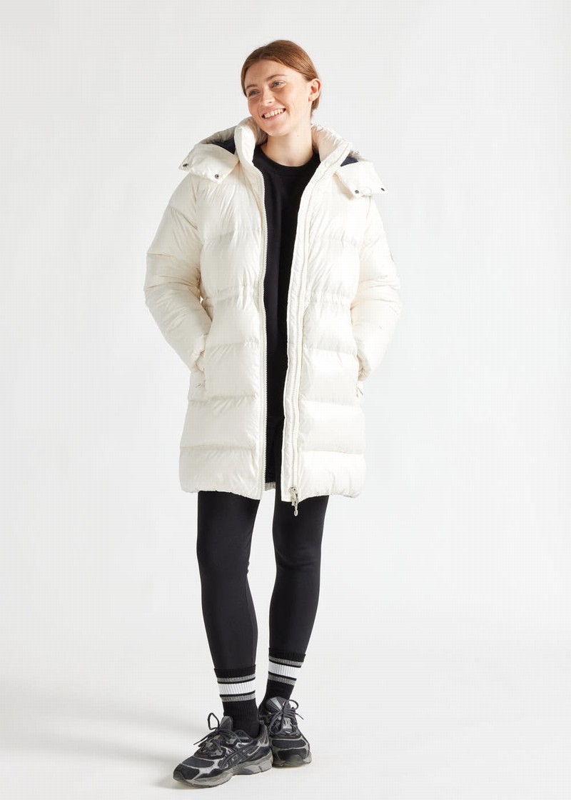 Women Pyrenex Fusion Shiny Hooded Down Coats White | HTK991K1128