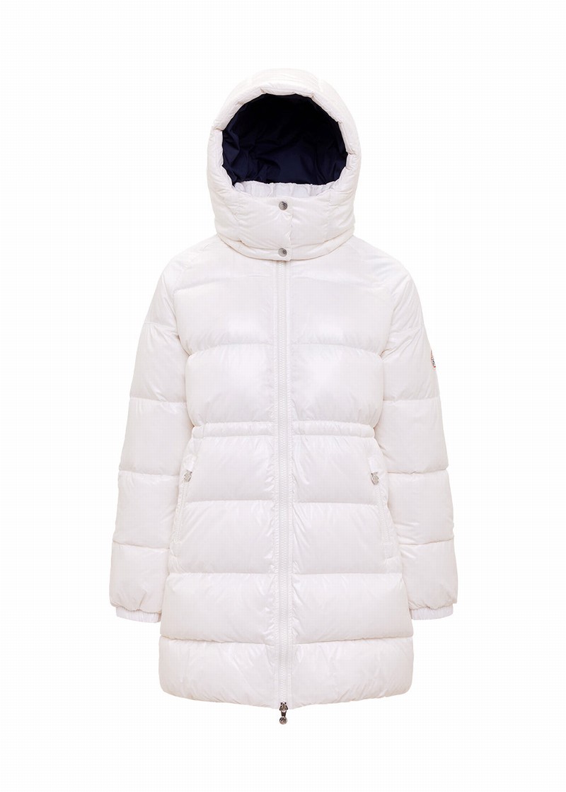 Women Pyrenex Fusion Shiny Hooded Down Coats White | HTK991K1128