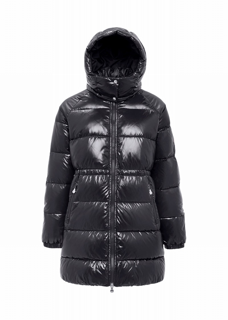 Women Pyrenex Fusion Shiny Hooded Down Coats Black | HEI525I4253