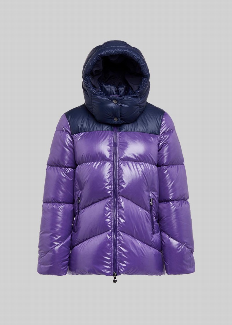 Women Pyrenex Galactic Shiny Hooded Down Jackets Purple | HPD775D2775