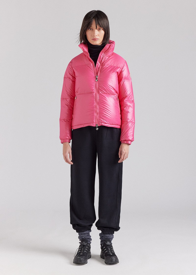 Women Pyrenex Goldin Rose Short Shiny Down Jackets Pink | HAK495K7823