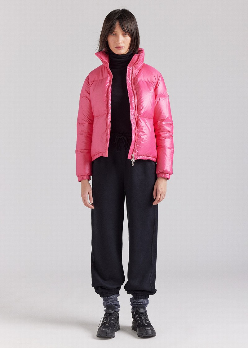 Women Pyrenex Goldin Rose Short Shiny Down Jackets Pink | HAK495K7823