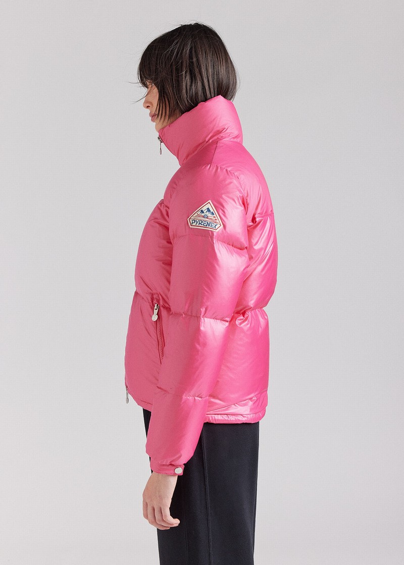 Women Pyrenex Goldin Rose Short Shiny Down Jackets Pink | HAK495K7823