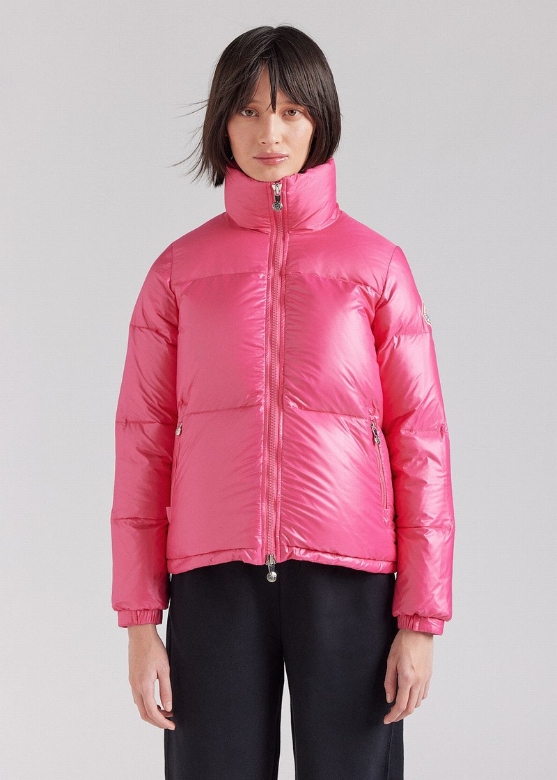 Women Pyrenex Goldin Rose Short Shiny Down Jackets Pink | HAK495K7823