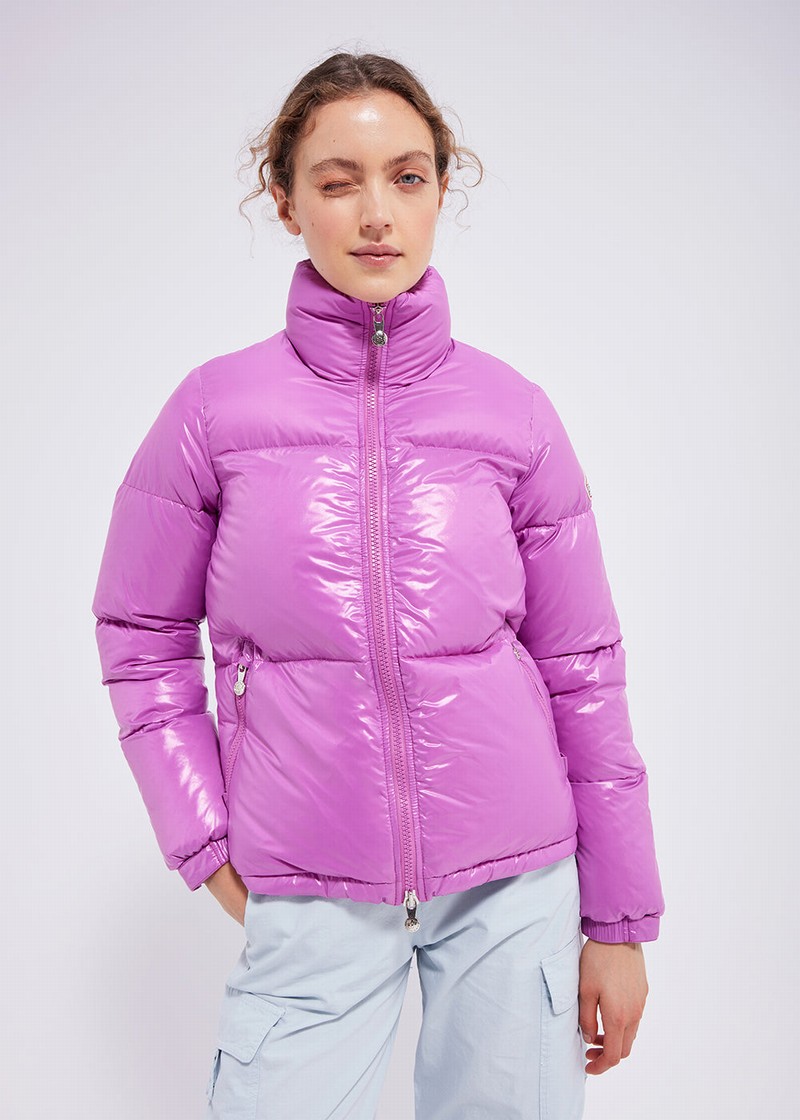 Women Pyrenex Goldin Short And Shiny Down Jackets Fuchsia | HCR139R0149