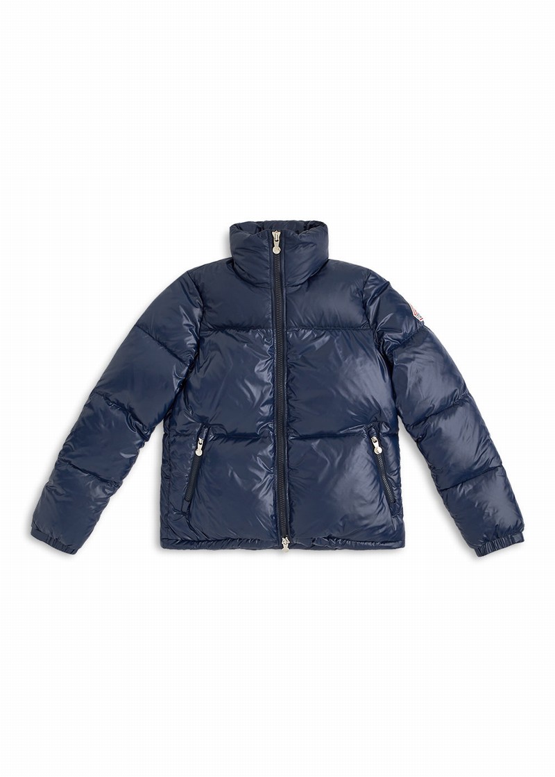 Women Pyrenex Goldin Short And Shiny Down Jackets Navy | HVY383Y7392