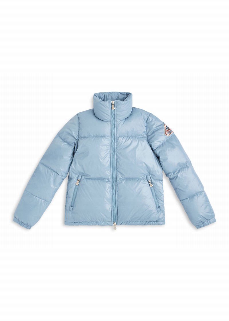 Women Pyrenex Goldin Short And Shiny Down Jackets Blue | HYN145N7599