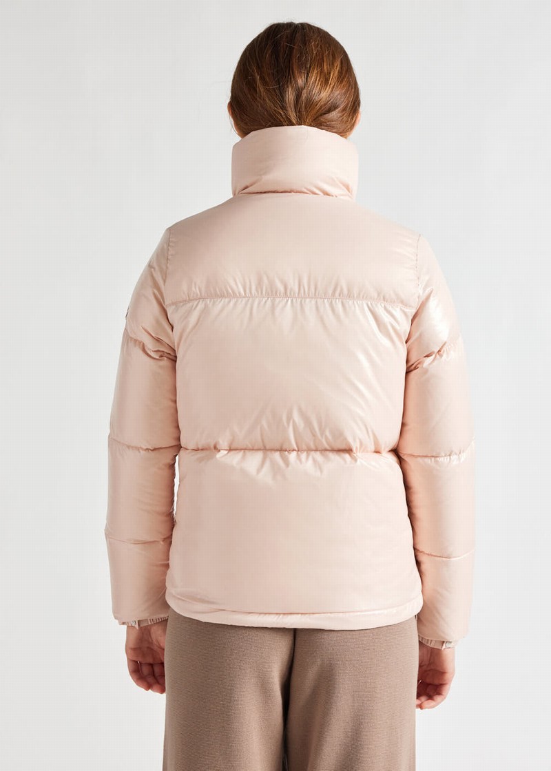 Women Pyrenex Goldin Short And Shiny Down Jackets Coral | HVQ218Q5604