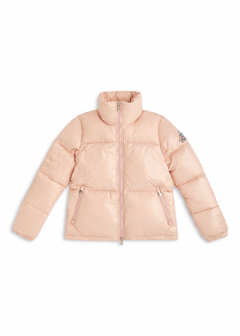 Women Pyrenex Goldin Short And Shiny Down Jackets Coral | HVQ218Q5604