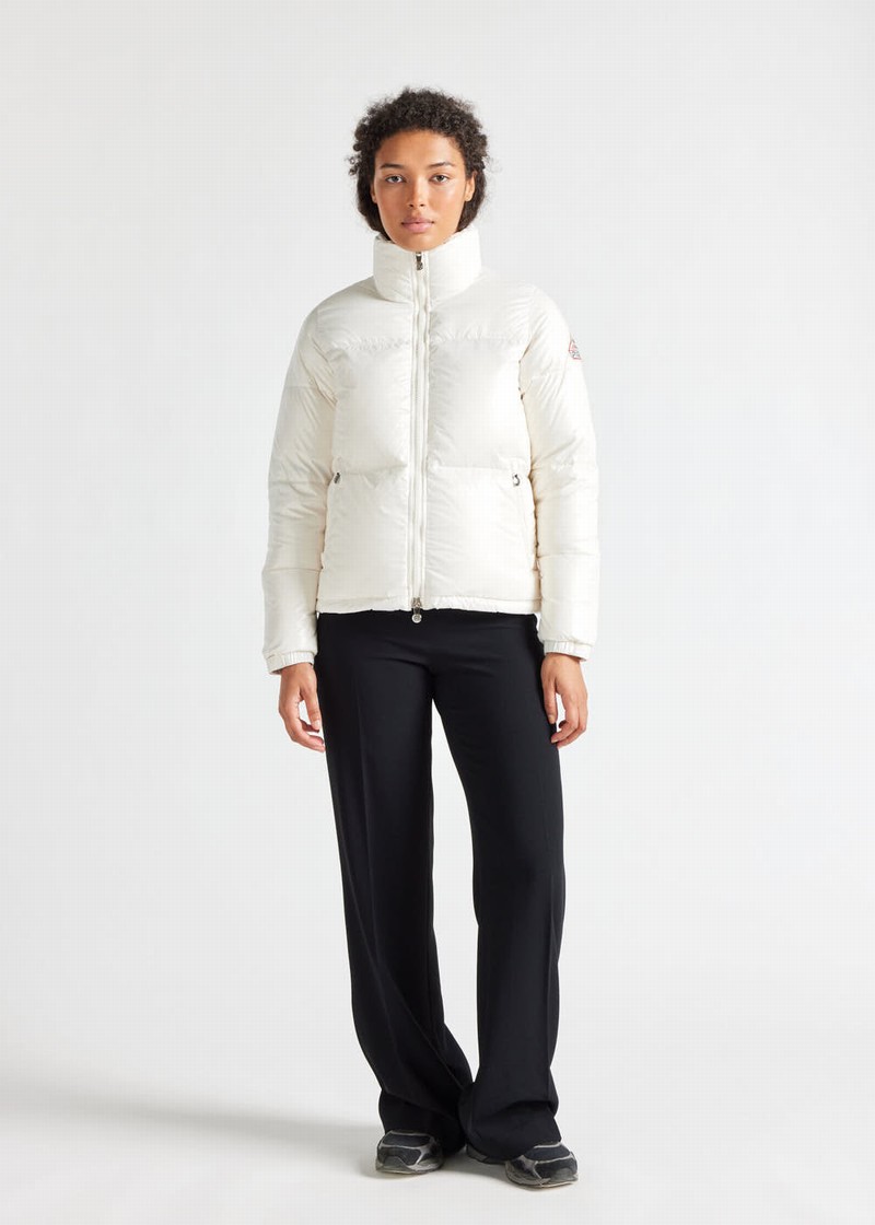 Women Pyrenex Goldin Short And Shiny Down Jackets White | HIZ753Z3150