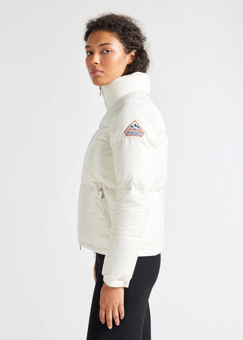 Women Pyrenex Goldin Short And Shiny Down Jackets White | HIZ753Z3150