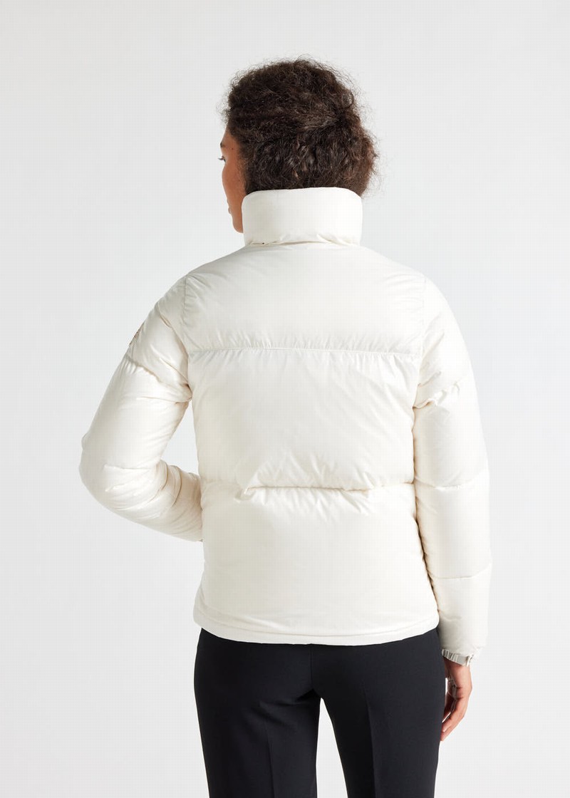 Women Pyrenex Goldin Short And Shiny Down Jackets White | HIZ753Z3150