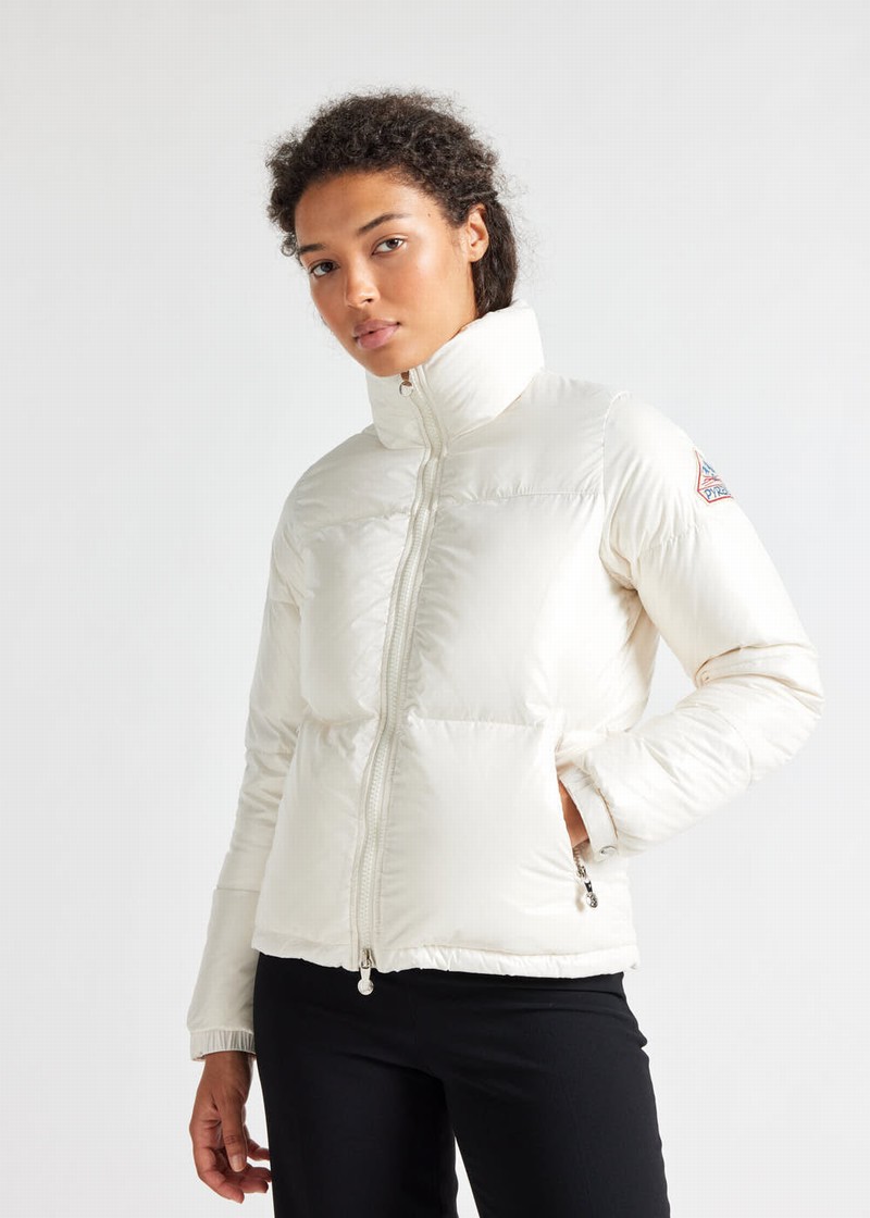 Women Pyrenex Goldin Short And Shiny Down Jackets White | HIZ753Z3150