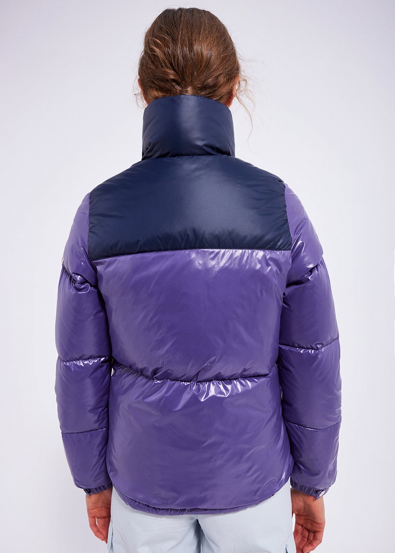 Women Pyrenex Goldin Short And Shiny Down Jackets Purple | HXC511C6096