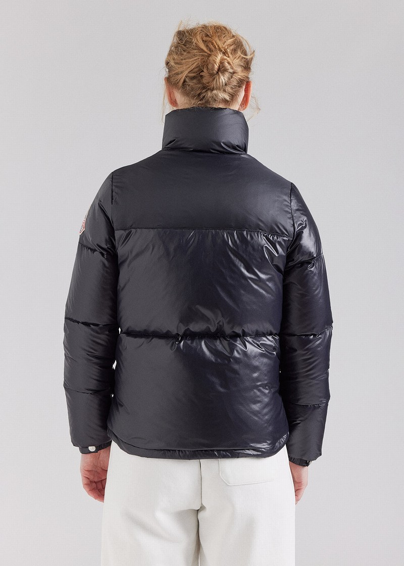 Women Pyrenex Goldin Short And Shiny Down Jackets Black | HYM290M4117