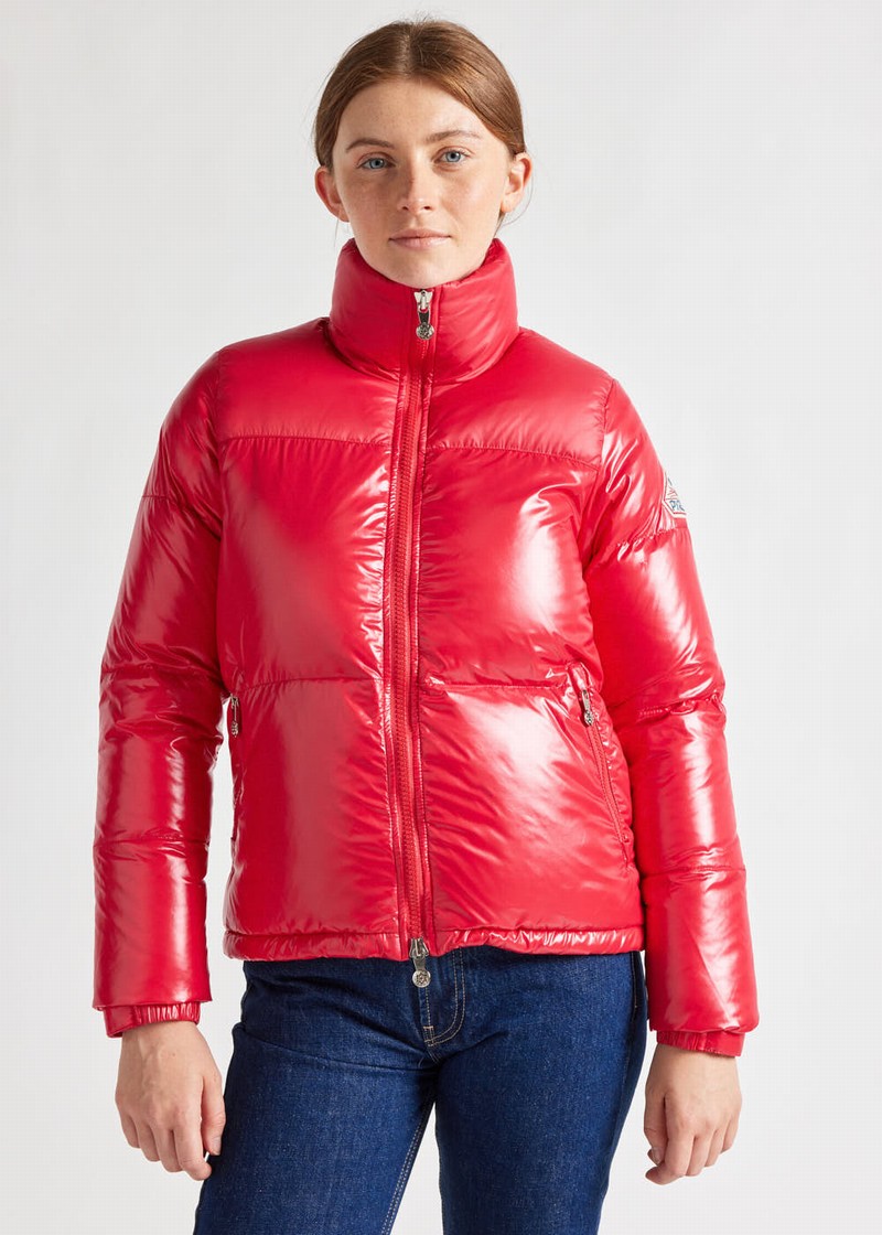 Women Pyrenex Goldin Short And Shiny Down Jackets Red | HNX335X2632