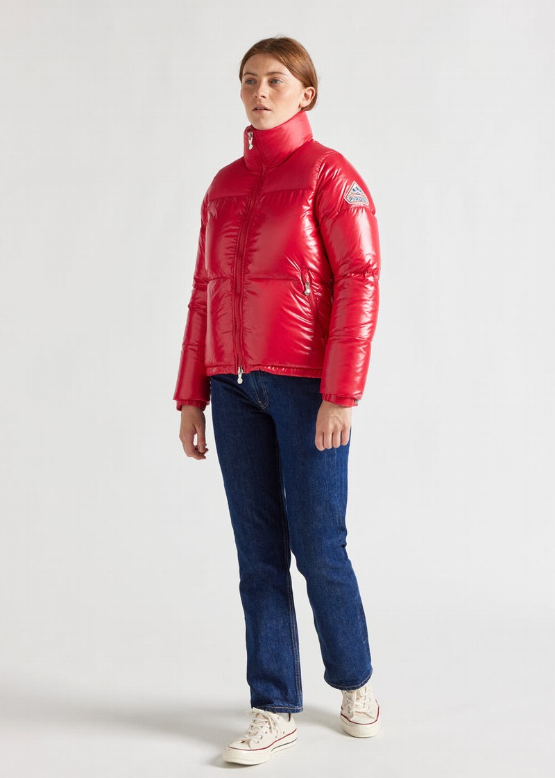 Women Pyrenex Goldin Short And Shiny Down Jackets Red | HNX335X2632