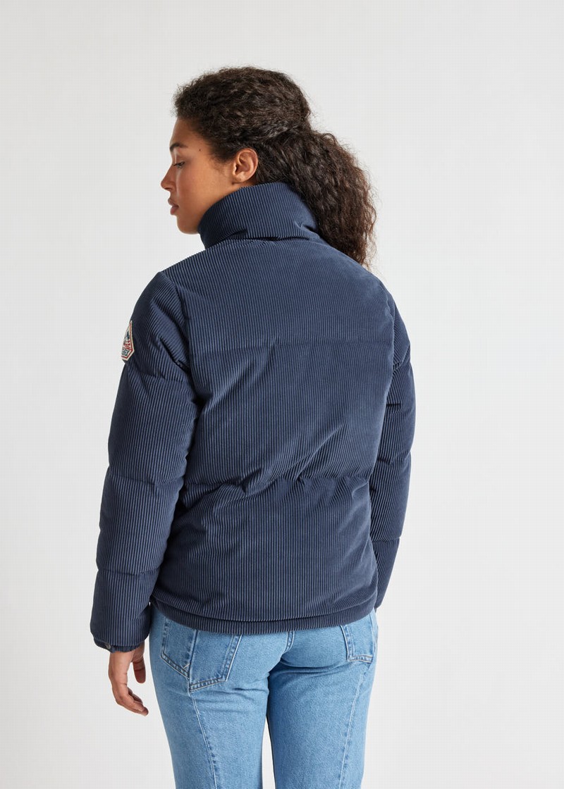 Women Pyrenex Goldin Short Down Jackets Navy | HTM090M0131