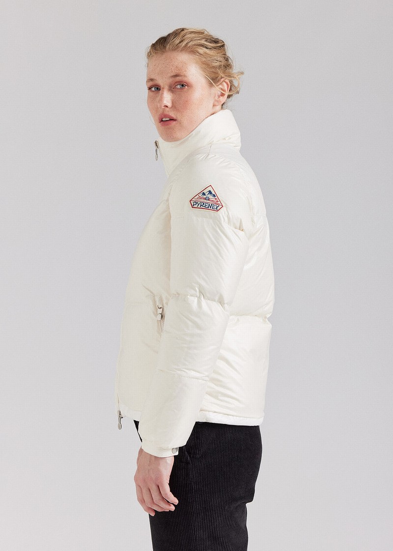 Women Pyrenex Goldin Short Shiny Down Jackets White | HRL383L5551