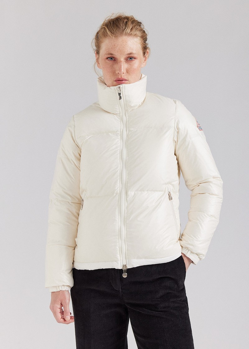 Women Pyrenex Goldin Short Shiny Down Jackets White | HRL383L5551