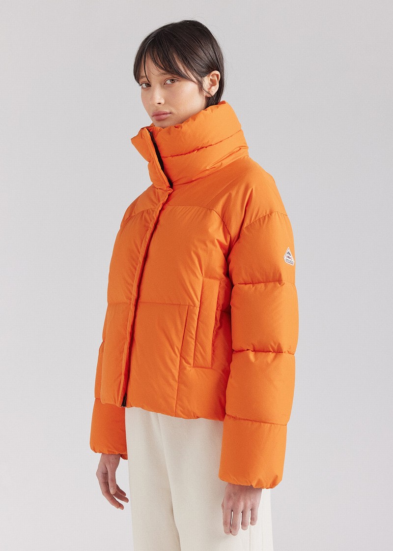 Women Pyrenex Harmonie Crop Short Down Jackets Orange | HZA127A2134