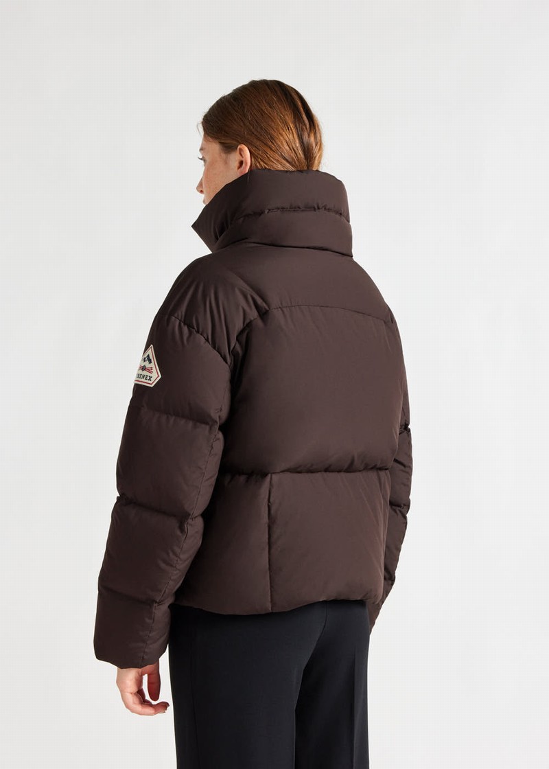 Women Pyrenex Harmonie Crop Short Down Jackets Chocolate | HVS190S1826