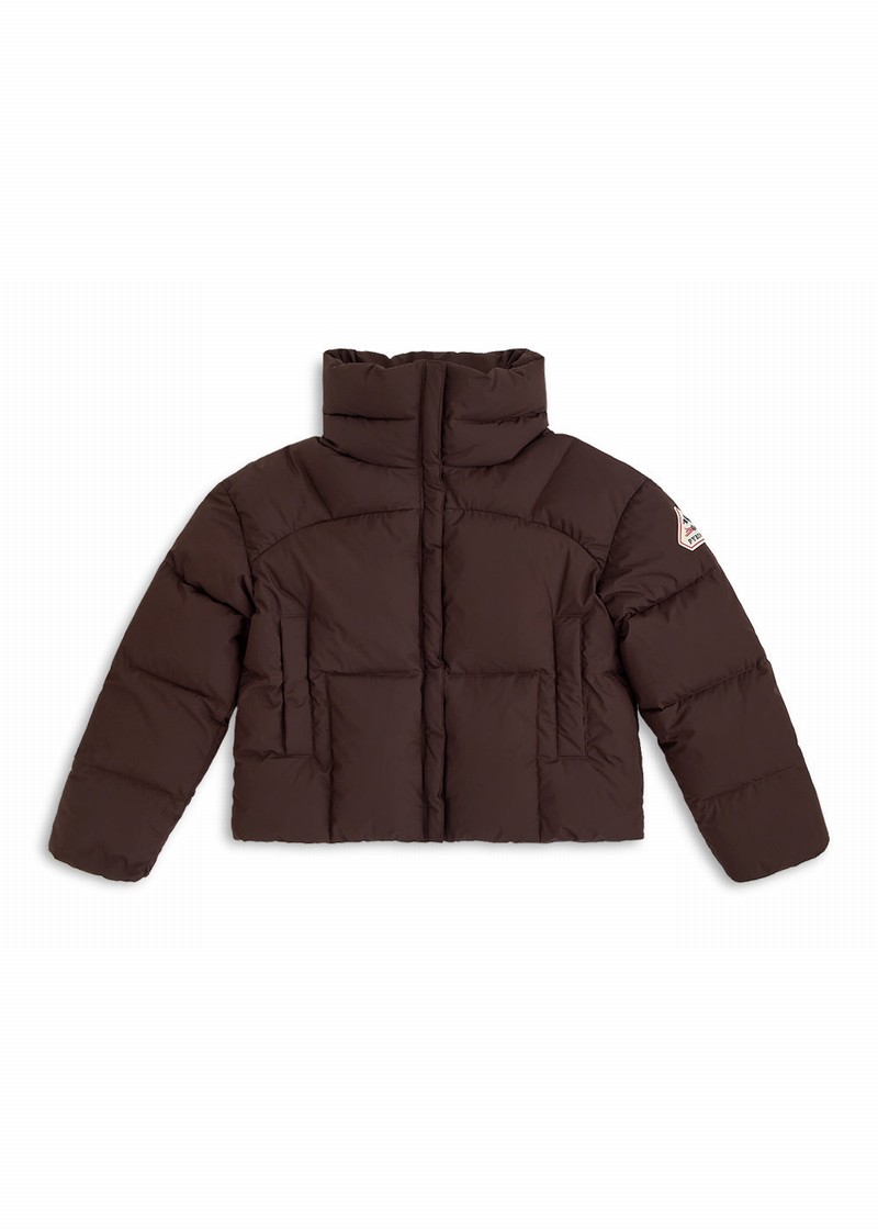 Women Pyrenex Harmonie Crop Short Down Jackets Chocolate | HVS190S1826