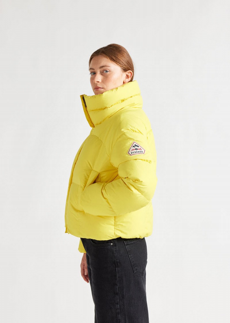 Women Pyrenex Harmonie Crop Short Down Jackets Yellow | HAW976W9156