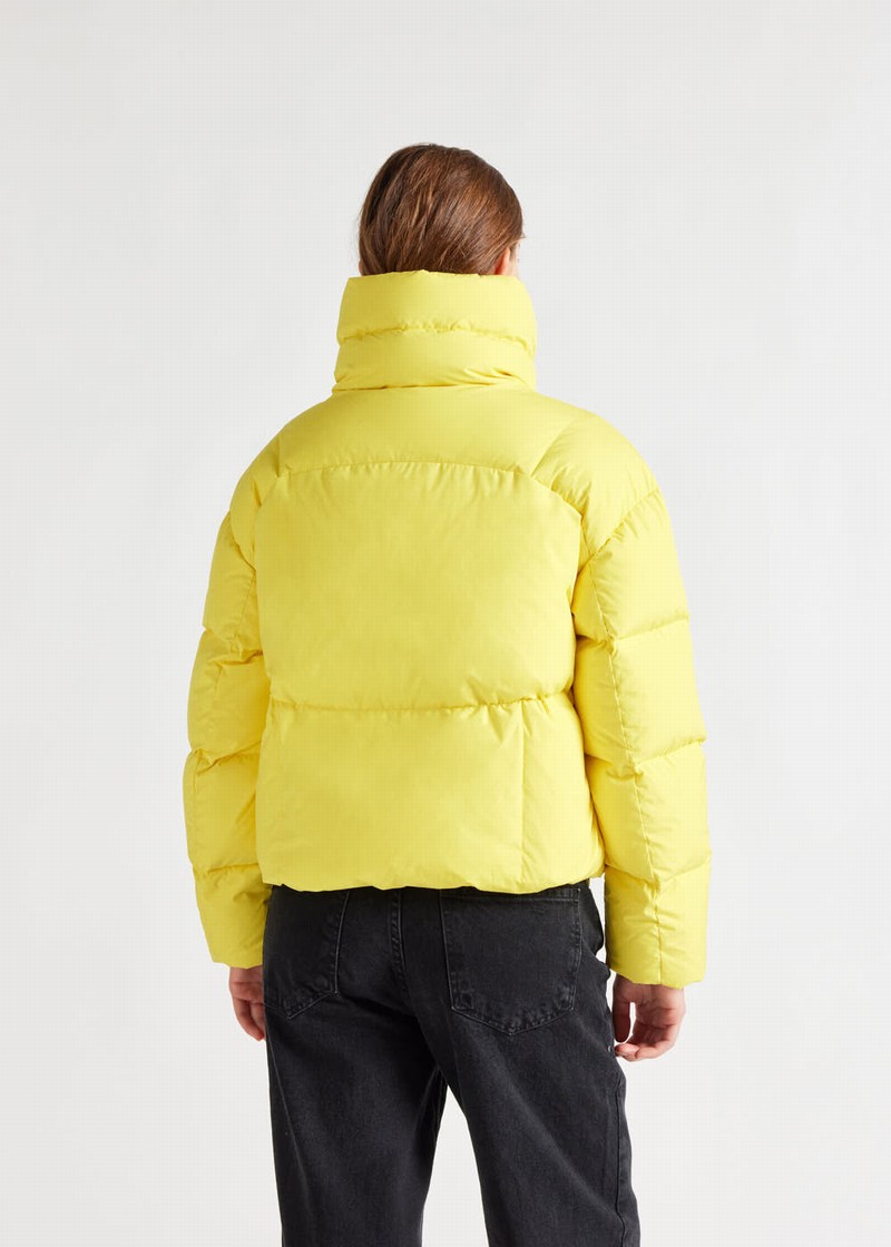 Women Pyrenex Harmonie Crop Short Down Jackets Yellow | HAW976W9156