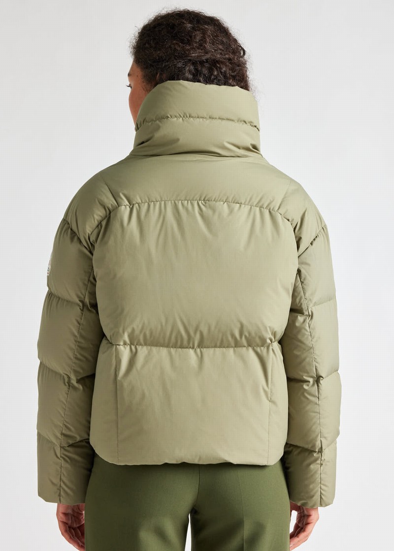 Women Pyrenex Harmonie Crop Short Down Jackets Olive | HGZ561Z3037