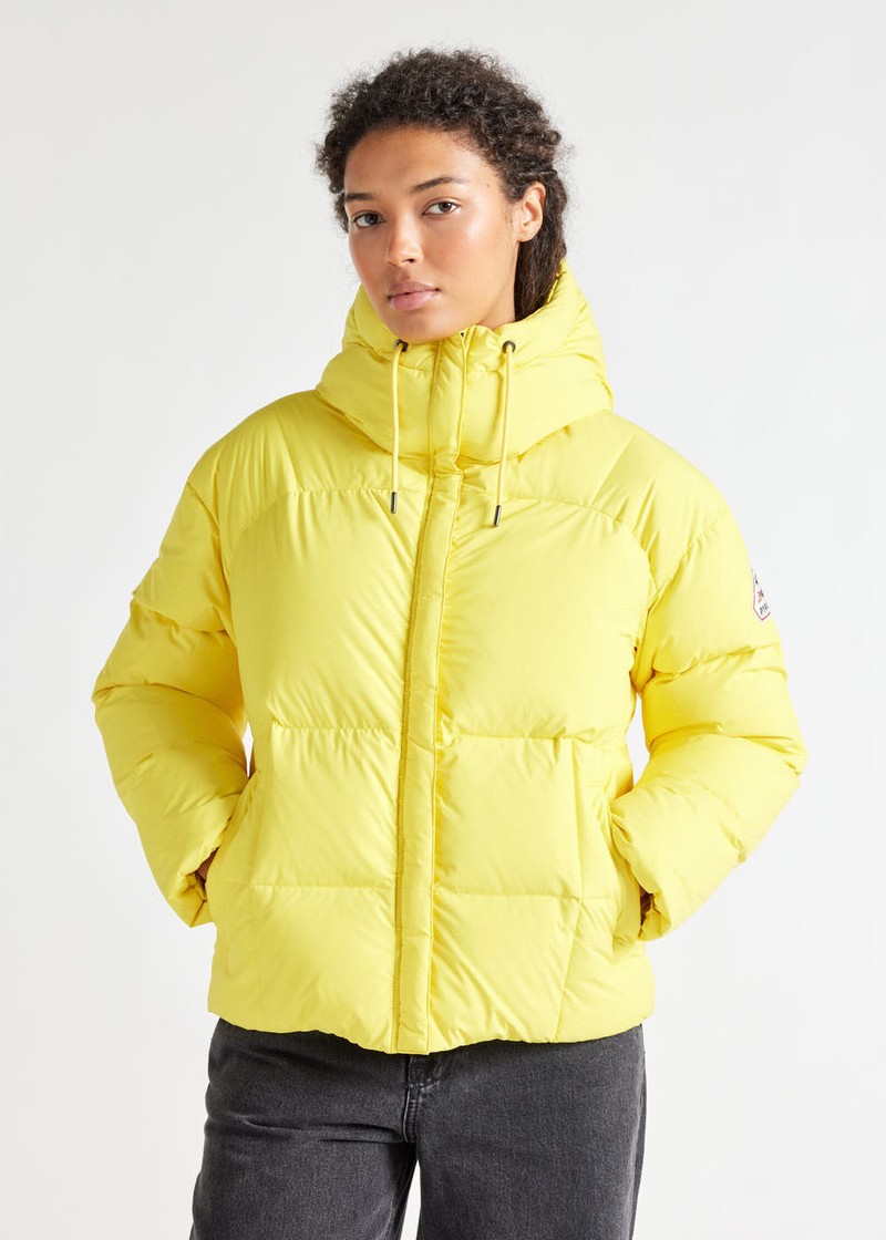 Women Pyrenex Harmonie Hooded Down Jackets Yellow | HRB737B5439