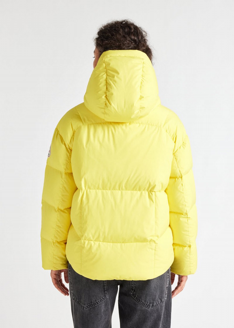 Women Pyrenex Harmonie Hooded Down Jackets Yellow | HRB737B5439